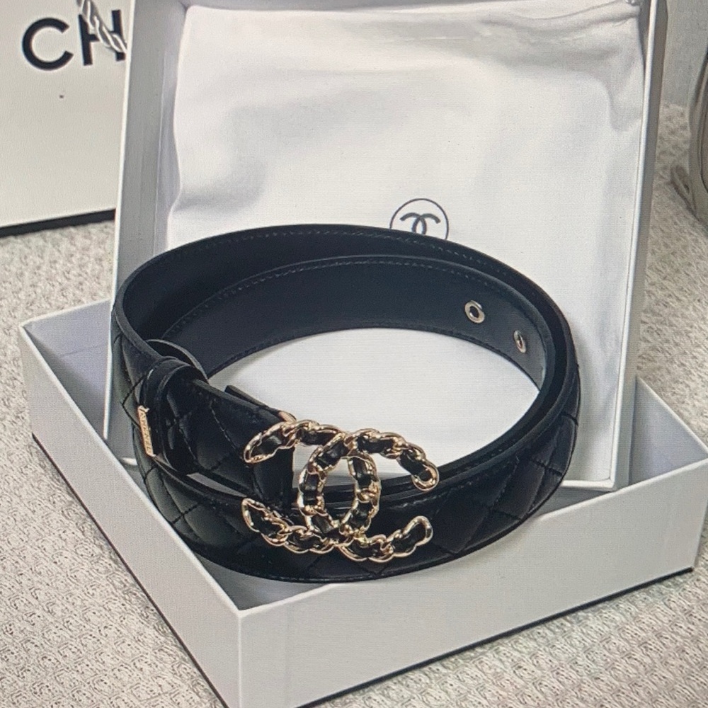 Chanel Black Leather Belt